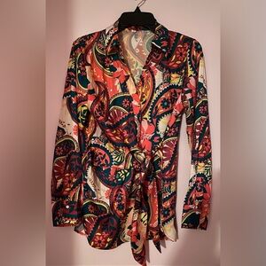 Paisley Print Wrap Style Top size M